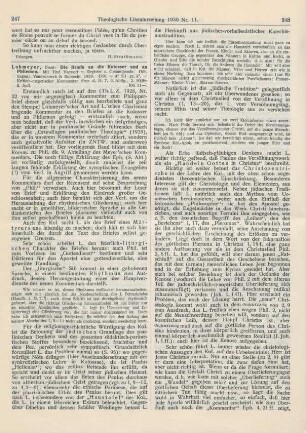 247-250 [Rezension] Lohmeyer, Ernst, Die Briefe an die Kolosser und an Philemon