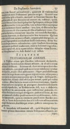 Secundum Testimonium Christi.