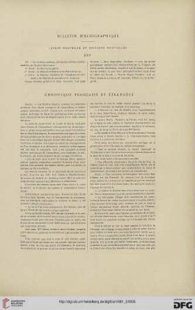 Chronique française et étrangère