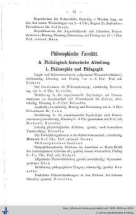 Philosophische Facultät.
