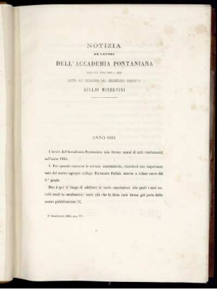 Notizia De'Lavori Dell'Accademia Pontaniana Per Gli Anni 1854 e 1855