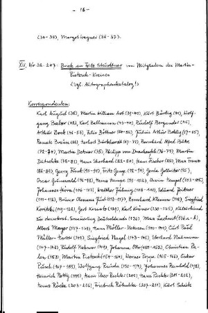 XIV. Briefe an Fritz Steudtner von Mitgliedern des Martin-Pietzsch-Kreises