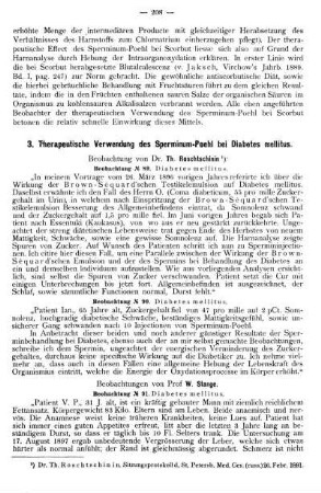 3. Therapeutische Verwendung des Sperminum-Poehl bei Diabetes mellitus.