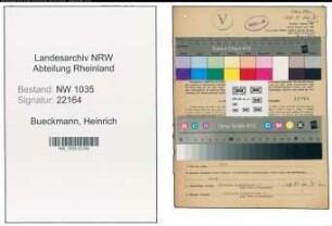 Entnazifizierung Heinrich Bueckmann , geb. 17.08.1899 (Bergmann)