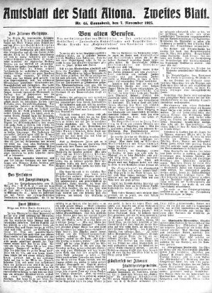 Nummer 45. Zweites Blatt. : Sonnabend, den 7. November 1925