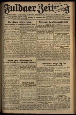 Ausgabe vom Montag, den 25. November 1935.