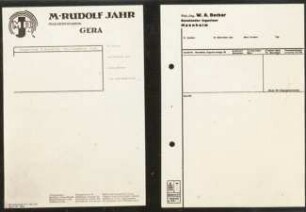 Genormter Halbriefbogen im Hochformat der Maschinenfabrik M. Rudolf Jahr Gera