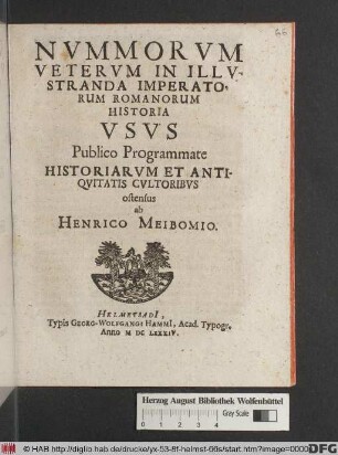 Nummorum Veterum In Illustranda Imperatorum Romanorum Historia Usus