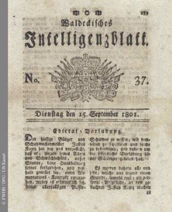 No. 37, Dienstag den 15. September 1801