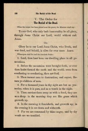 V. The order for the burial of the dead