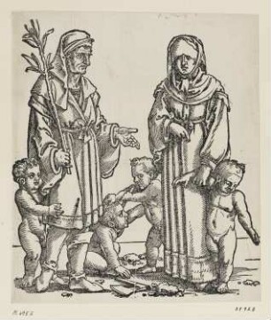 Mahalaleel mit seiner Frau und Kindern, Blatt 5 der Folge "Patriarchen des Alten Testaments mit ihren Frauen und Kindern"