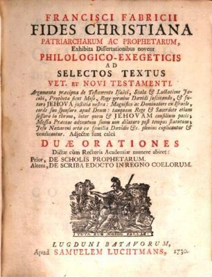 Fides christiana patriarcharum