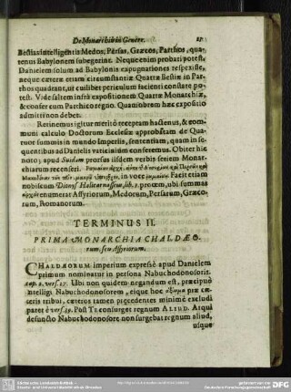 Terminus II. Prima Monarchia Chaldaeorum, seu Assyriorum