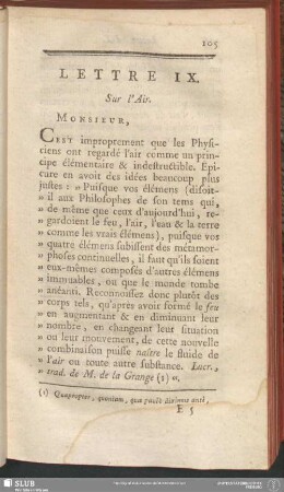 Lettre IX. Sur l'Air