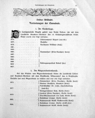 Dritter Abschnitt. Vertretungen der Gemeinde