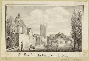 Die Dreifaltigkeitskirche in Zittau in Sachsen, aus der Zeitschrift Dresdner Stadt- und Landbote für das Königreich Sachsen