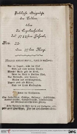 Nro. 22. den 27ten May