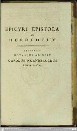Epicuri Epistola Ad Herodotom