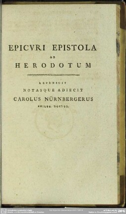 Epicuri Epistola Ad Herodotom