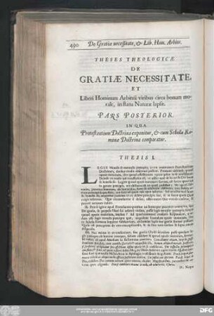 Et Liberi Hominum Arbitrii viribus circa bonum momorale, in statu Naturae lapsae. Pars Posterior. In Qua Protestantium Doctrina exponitur, & cum Scholae Romanae Doctrina comparatur.