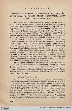 2: Odbudowa kościoła św. Katarzyny w Wilnie przez architekta Jana Krzysztofa Glaubica