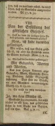 VIII. Von der Erfüllung des göttlichen Gesetzes. = VIII. Wot teho dopelnenja tych Bosżich kasnjow.