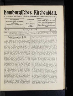 Nr. 18. Hamburg, 5. Mai 1912. 9. Jahrgang.