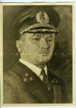 Portraitzeichnung von Leopold Ziegenbein, Kapitän und Kommodore des Hochseepassagierdampfers "Bremen"