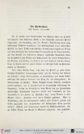 Die Meisterschaft. Erste Periode: 1815-1830
