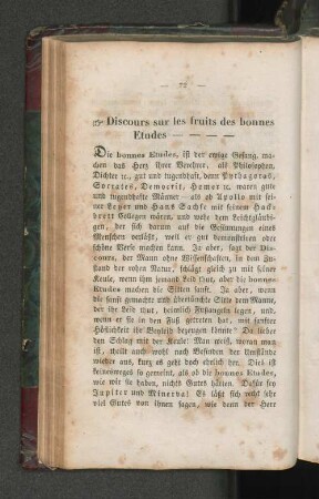 Discours sur les fruits des bonnes Etudes - - - -