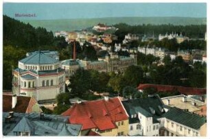 Marienbad. Blick über den Goetheplatz mit Katholischer Kirche