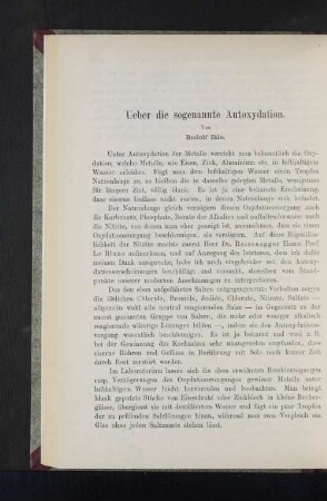 Ueber die sogenannte Autoxydation.