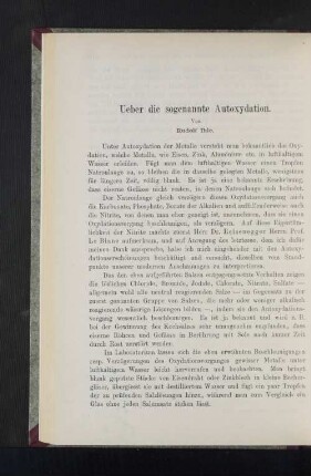 Ueber die sogenannte Autoxydation.