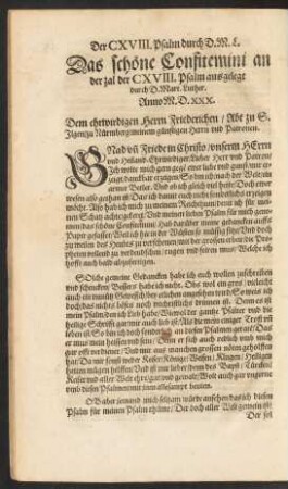 Das schöne Confitemini an der zal der CXVIII. Psalm ausgelegt ...