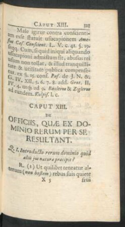 Caput XIII. De Officiis, Quae Ex Dominio Rerum Per Se Resultant