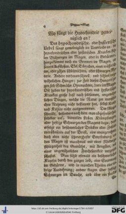 Wo fängt die Hypochondrie gemeiniglich an?