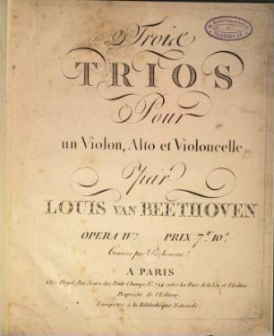 Trois trios pour un violon, alto et violoncelle : opéra IVe