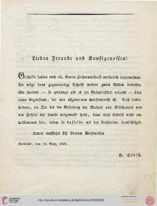 Lieben Freunde und Kunstgenossen!