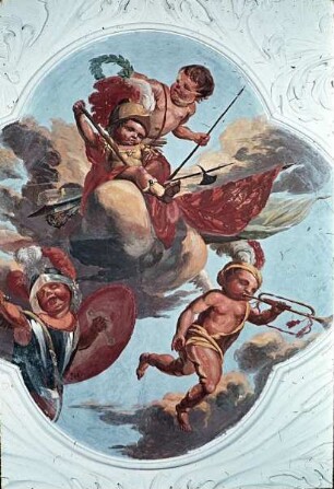Innendekoration des Treppenhauses — Deckendekoration des Treppenhauses — Allegorie des Krieges und des Friedens — Allegorie des Krieges