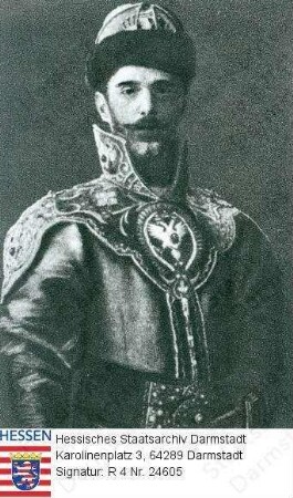 Sergej Großfürst v. Russland (1857-1905) / Porträt, in russischer Tracht, stehend, Halbfigur