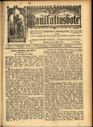 Erste Ausgabe vom Sonntag, den 29. April 1900.
