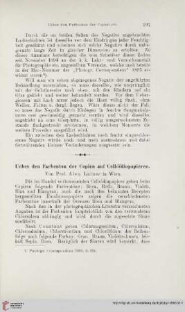 Ueber den Farbton der Copien auf Celloïdinpapieren