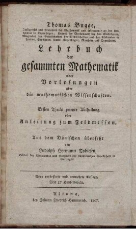 Theil 1, Abtheilung 2: Lehrbuch der gesammten Mathematik oder Vorlesungen über die mathematischen Wissenschaften. Ersten Theils zweyte Abtheilung