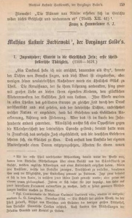 159-172 Mathias Kasimir Sarbiewski, der Vorgänger Balde's