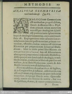 Analogia Geometrica vere methodus est. Cap. VI.