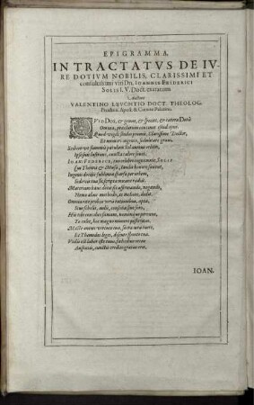 Epigramma, In Tractatus De Iure Dotium ... viri Dn. Joannis Friderici Solis I.U. Doct. exaratum