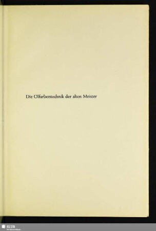 Die Ölfarbentechnik der alten Meister