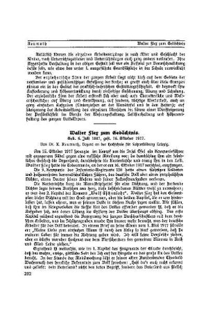 Walter Flex zum Gedächtnis : geb. am 6. Juli 1887, gest. am 16. Oktober 1917