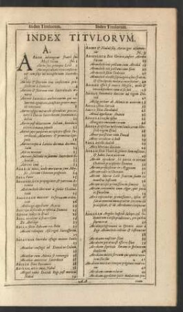 Index Titulorum.