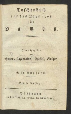 1798: Taschenbuch auf das Jahr 1798 für Damen